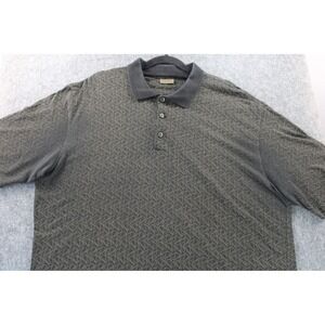Axist Mens XL Paisley Swirl Polo Shirt Charcoal Gray Cotton Rayon Short Sleeve
